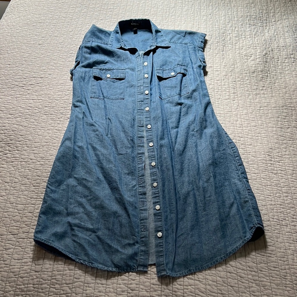 Express soft denim dress, extra small